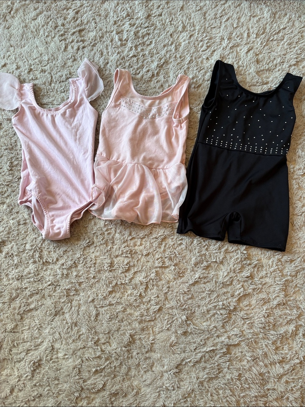 Cat & Jack Pink and Black Girls' Dance Leotard Trio
